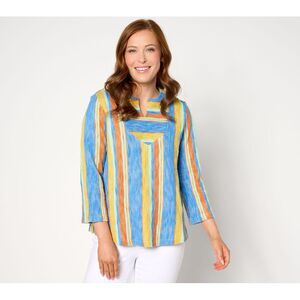 Gloria Vanderbilt Women's Top Plus Sz 1X Beach to Street Striped Blue A649624